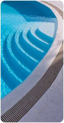 Clear swimming pool steps
